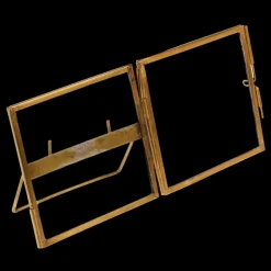 Glass and brass metal standing frame (8 x 8cm)