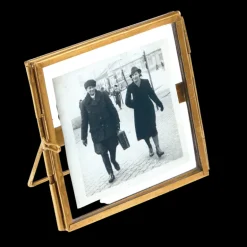 Glass and brass metal standing frame (8 x 8cm)