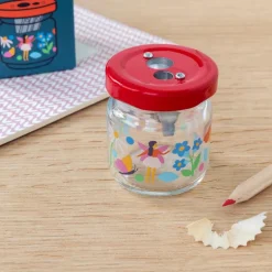Glass jar pencil sharpener - Fairies in the Garden