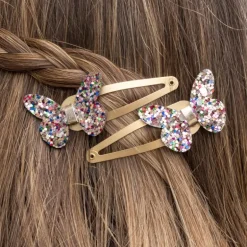 Glitter hair clips (set of 2) - Fairies in the Garden butterfly