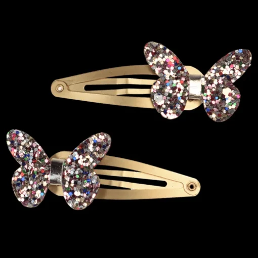 Glitter hair clips (set of 2) - Fairies in the Garden butterfly
