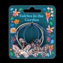 Glitter hair ties (set of 4) - Fairies in the Garden butterfly
