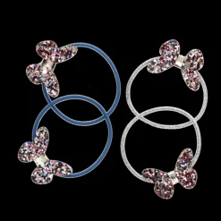 Glitter hair ties (set of 4) - Fairies in the Garden butterfly