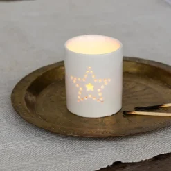 Glossy ceramic tealight holder - Star