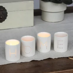 Glossy ceramic tealight holders (set of 4) - HOME