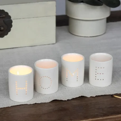Glossy ceramic tealight holders (set of 4) - HOME