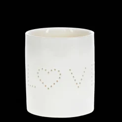 Glossy ceramic tealight holder - Love