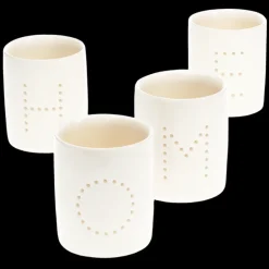 Glossy ceramic tealight holders (set of 4) - HOME