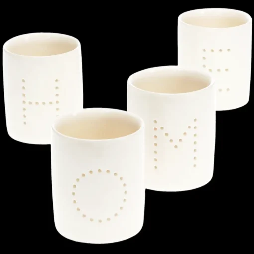 Glossy ceramic tealight holders (set of 4) - HOME