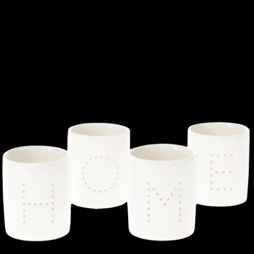 Glossy ceramic tealight holders (set of 4) - HOME