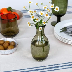 Hand blown bubble glass vase - Olive green