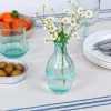Hand blown bubble glass vase - Blue