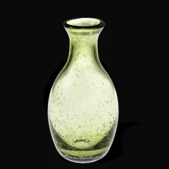 Hand blown bubble glass vase - Olive green