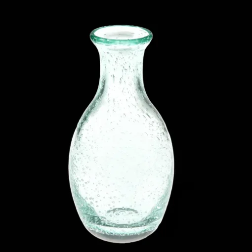 Hand blown bubble glass vase - Blue