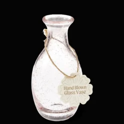 Hand blown bubble glass vase - Rose pink