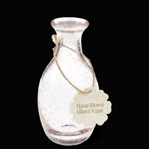 Hand blown bubble glass vase - Rose pink