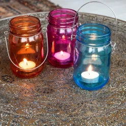 Jam jar tealight holder - Blue