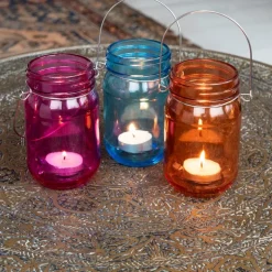 Jam jar tealight holder - Blue