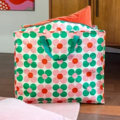 Jumbo storage bag - Pink and green Daisy