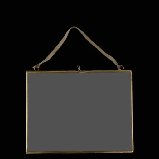 Landscape double sided glass and brass metal hanging frame (20 x 15cm)