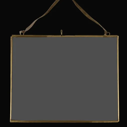 Landscape double sided glass and brass metal hanging frame (25 x 20cm)