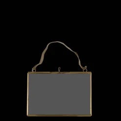 Landscape double sided glass and brass metal hanging frame (15 x 10cm)