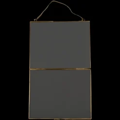 Landscape double sided glass and brass metal hanging frame (25 x 20cm)
