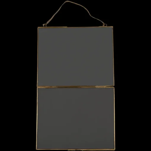 Landscape double sided glass and brass metal hanging frame (25 x 20cm)