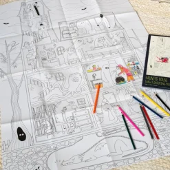 Large colouring poster with pencils - Haunted House