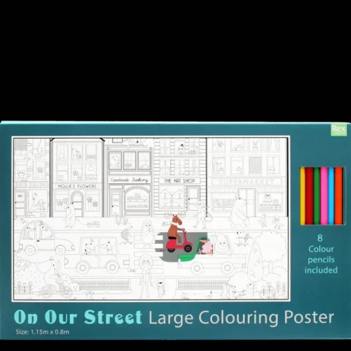 Large colouring poster with pencils - On Our Street