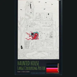 Large colouring poster with pencils - Haunted House