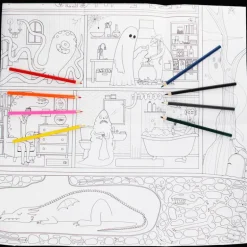 Large colouring poster with pencils - Haunted House