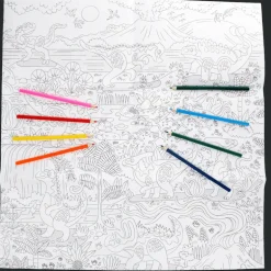 Large colouring poster with pencils - Baby Dinos