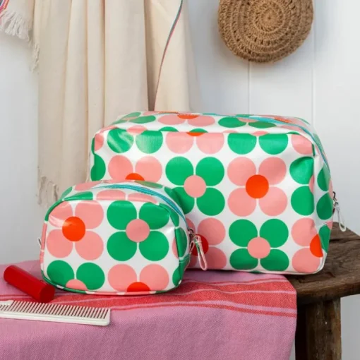 Makeup bag - Pink and green Daisy