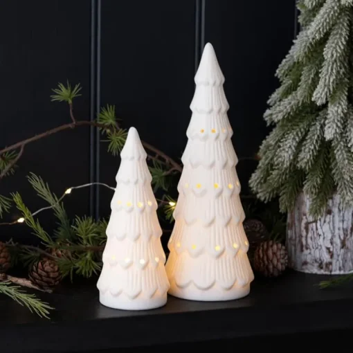 Matt ceramic LED decoration - Large Christmas tree