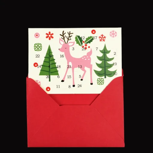 Miniature advent calendar Christmas card - 50s Christmas