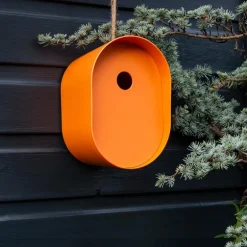 Oval bamboo fibre birdhouse - Orange