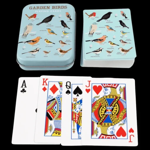 Playing cards in a tin - Garden Birds