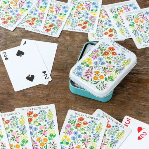 Playing cards in a tin - Wild Flowers