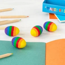 Rainbow egg erasers (set of 4)