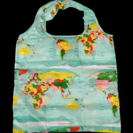 Recycled foldaway shopper bag - World Map