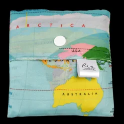 Recycled foldaway shopper bag - World Map
