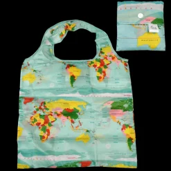 Recycled foldaway shopper bag - World Map