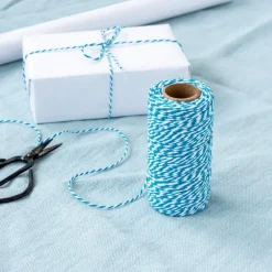 Roll of twine (100m) - Aquamarine and white