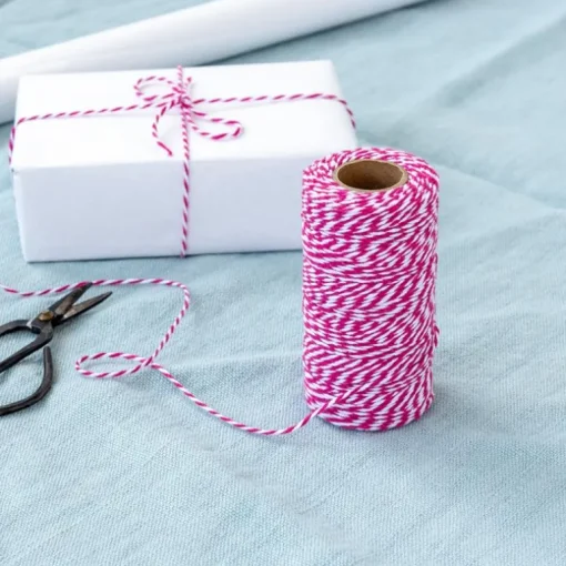 Roll of twine (100m) - Pink and white