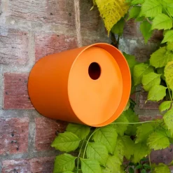 Round bamboo fibre birdhouse - Orange