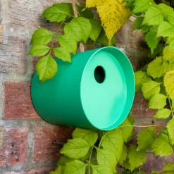 Round bamboo fibre birdhouse - Green