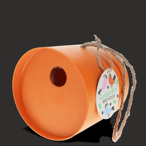 Round bamboo fibre birdhouse - Orange