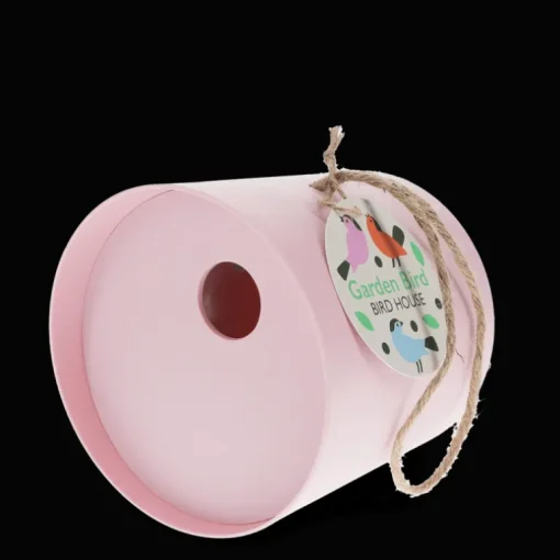 Round bamboo fibre birdhouse - Pink