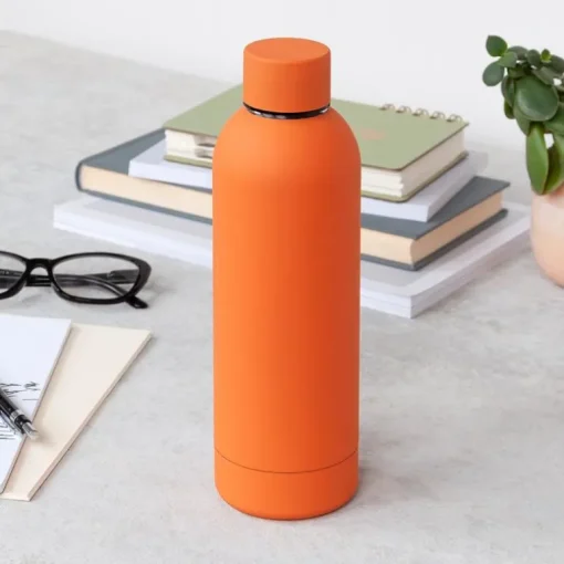 Rubber coated steel bottle 500ml - Orange